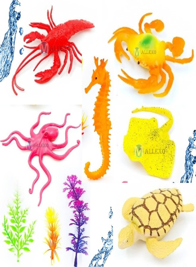 Mallexo مجموعة ألعاب حيوانات بحرية من ماليكسو للأطفال، 9 قطع، مجموعة تعليمية لحيوانات مائية للأولاد والبنات، متوسطة الحجم ومتعددة الألوان، حيوانات بحرية للأطفال، سلحفاة، أخطبوط، إلخ. - Image 1